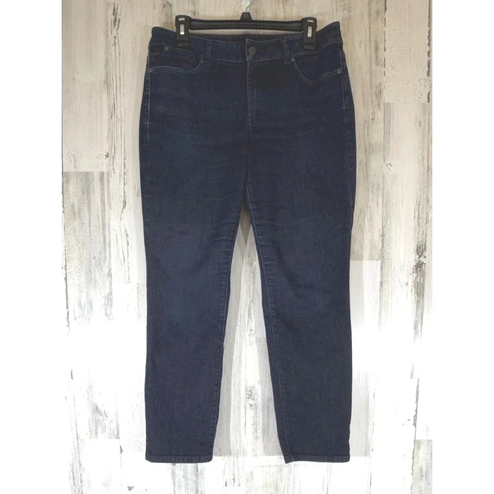 Talbots Curvy Slim‎ Ankle Jeans 12/31 (31x28) Mid Rise Dark Wash Stretch Denim
